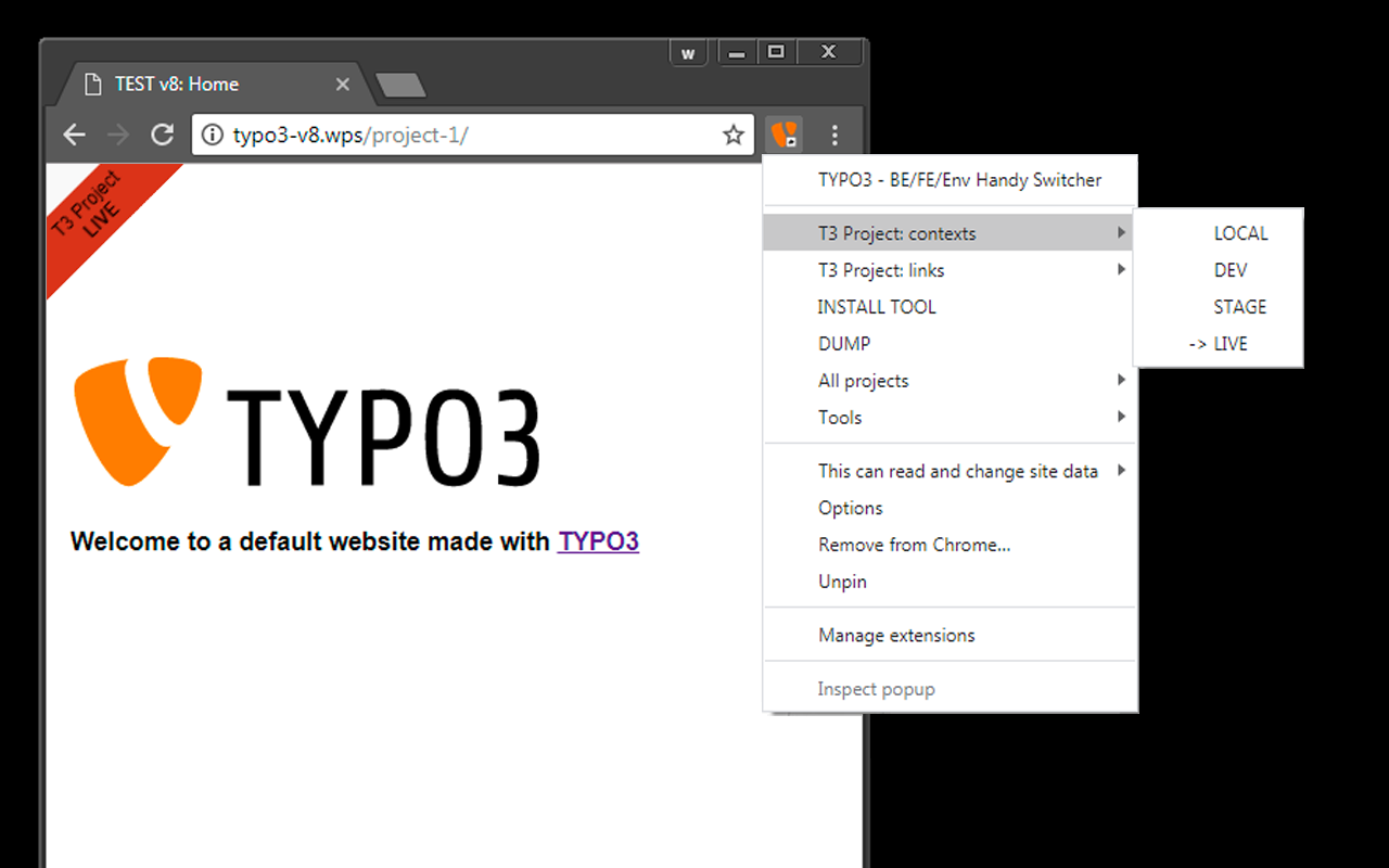 TYPO3 - BE/FE/Env Handy Switcher截图3