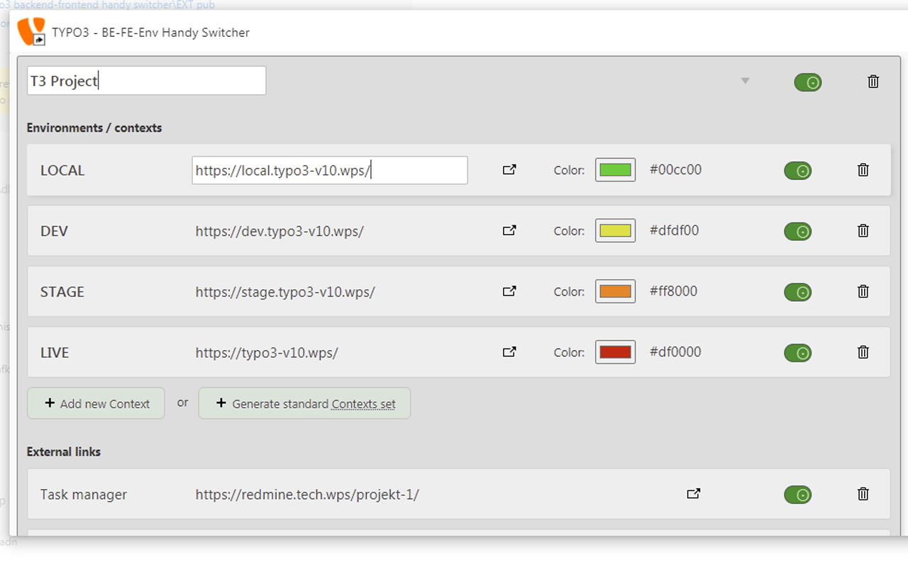 TYPO3 - BE/FE/Env Handy Switcher截图4