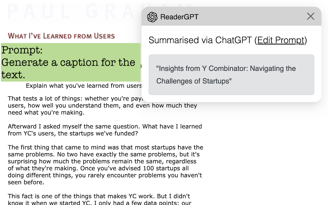 ReaderGPT: ChatGPT based Web Page Summariser截图3