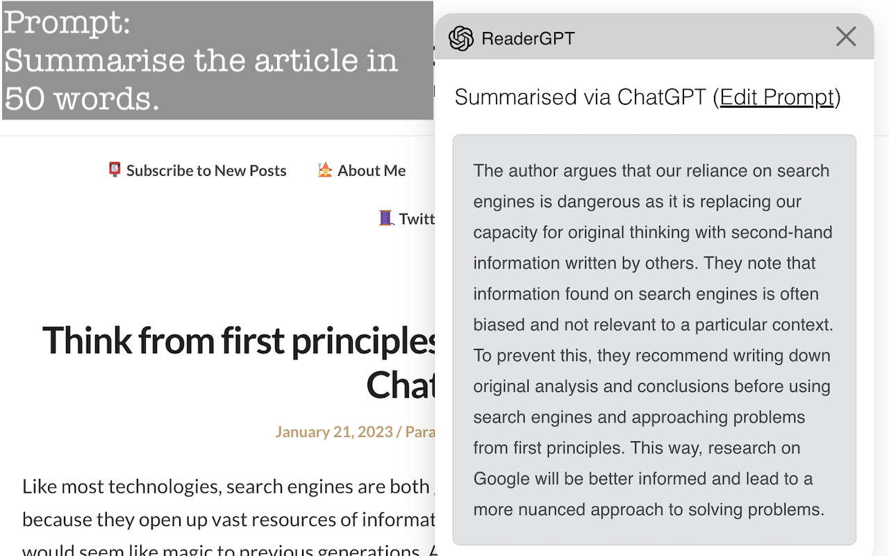 ReaderGPT: ChatGPT based Web Page Summariser截图4