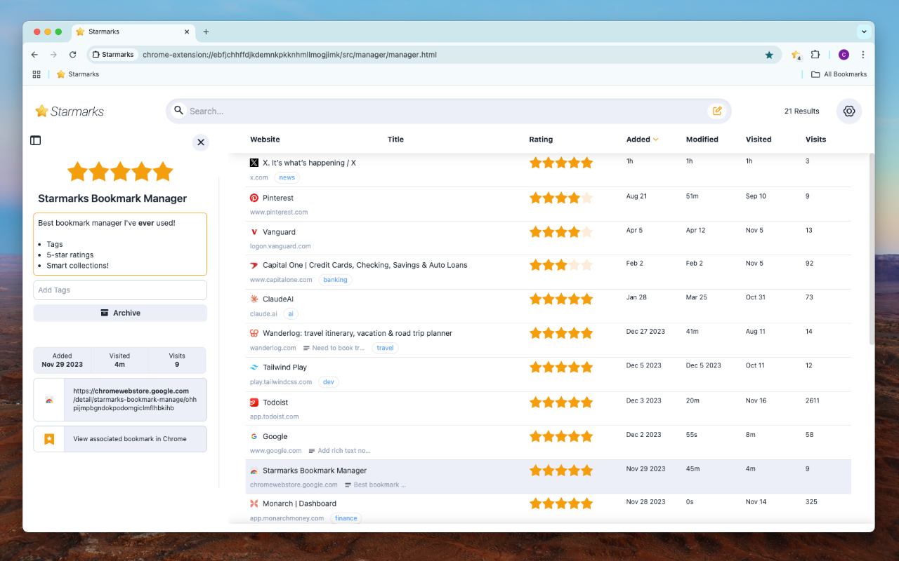 Starmarks Bookmark Manager截图2