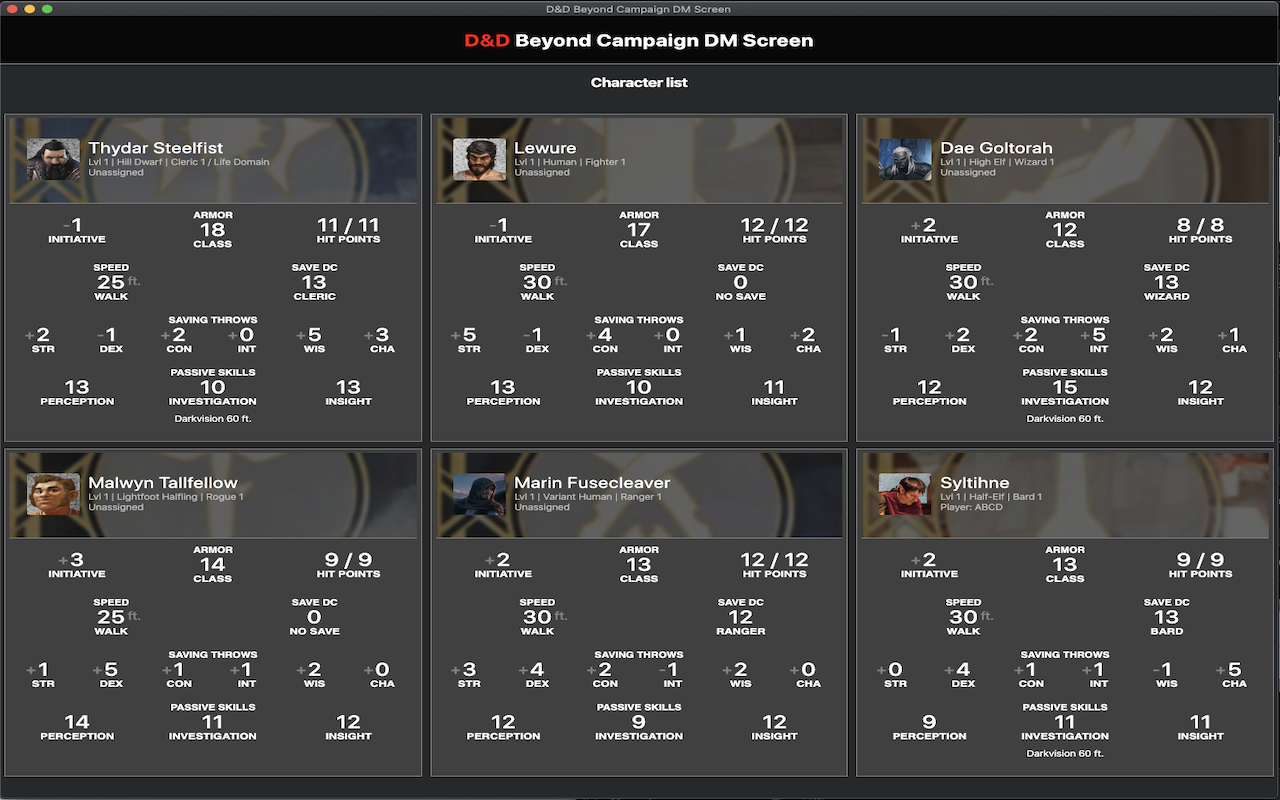 D&D Beyond Campaign DM Screen截图2