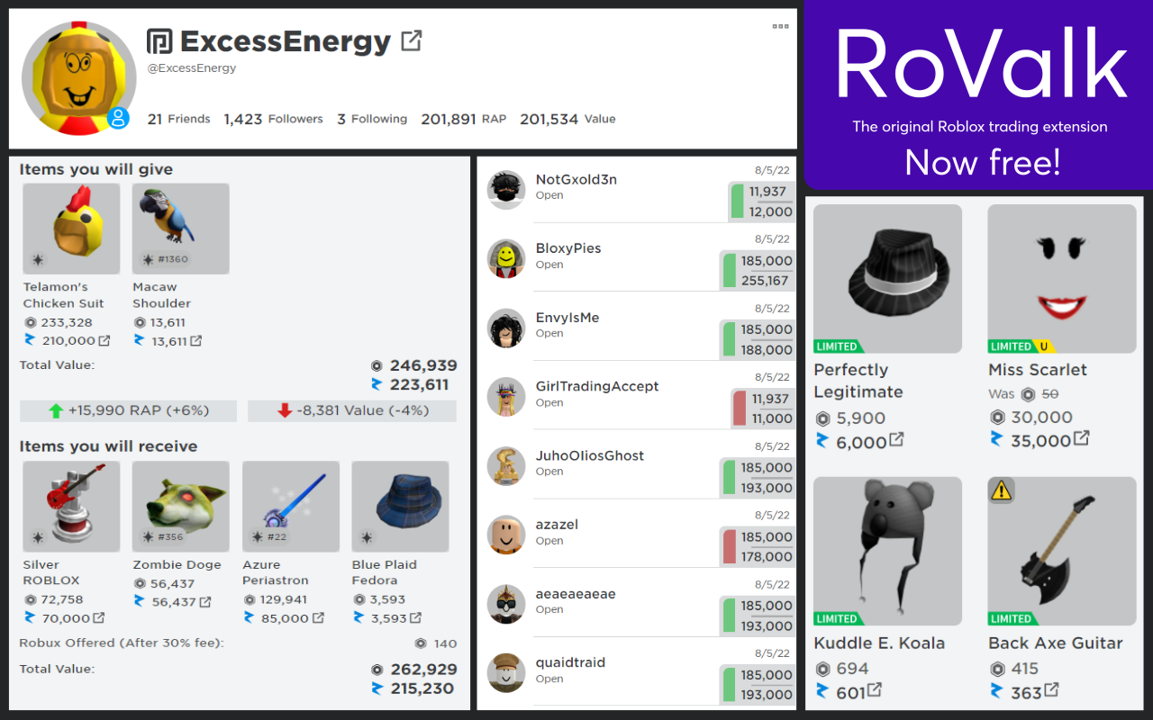 RoValk - The Roblox Trading Addon截图2