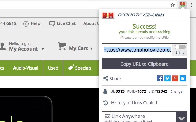 EZ-Link B&H Photo Affiliate Tools截图1