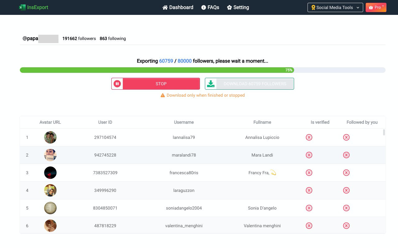 InsExport - IG关注者导出工具截图1