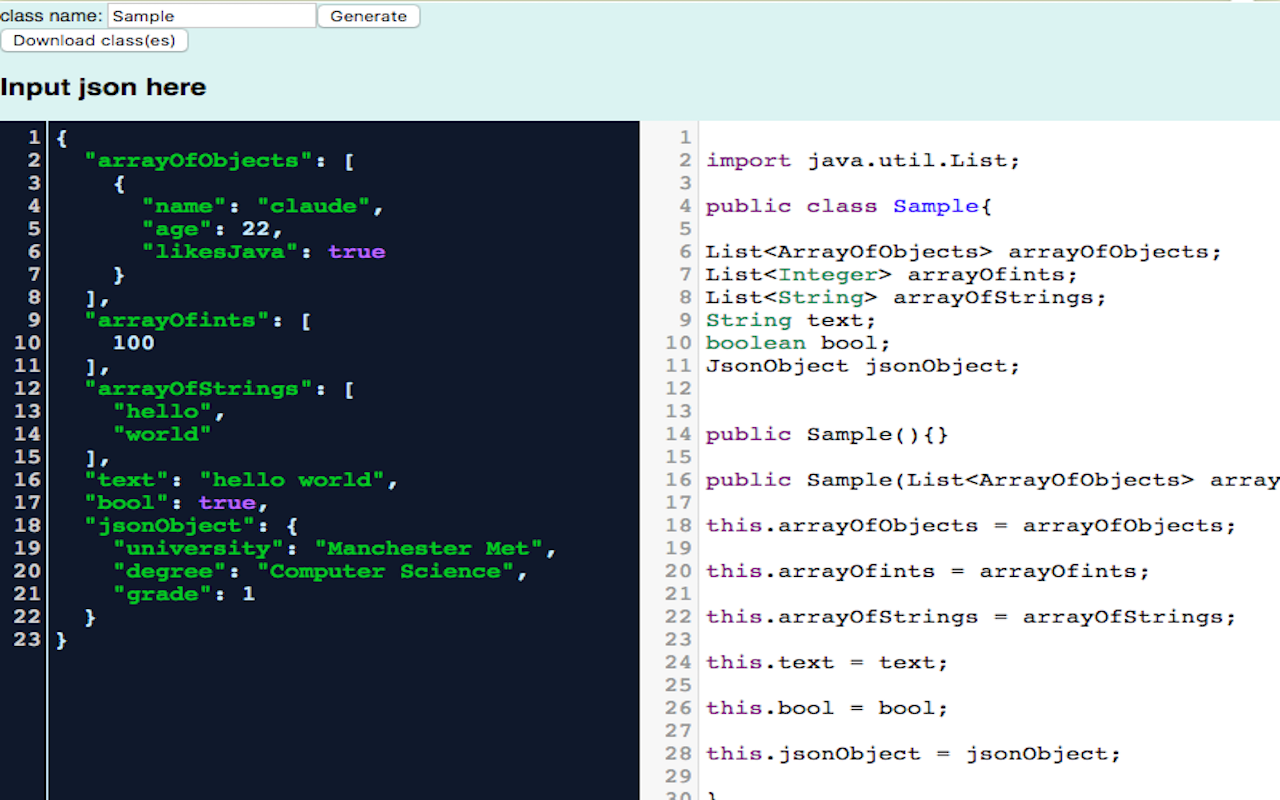JSON to Java object截图1