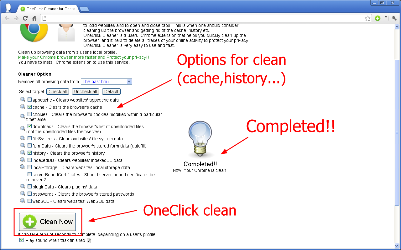 OneClick Cleaner for Chrome截图1