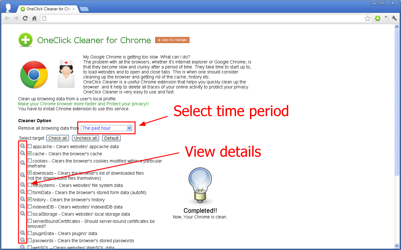 OneClick Cleaner for Chrome截图2