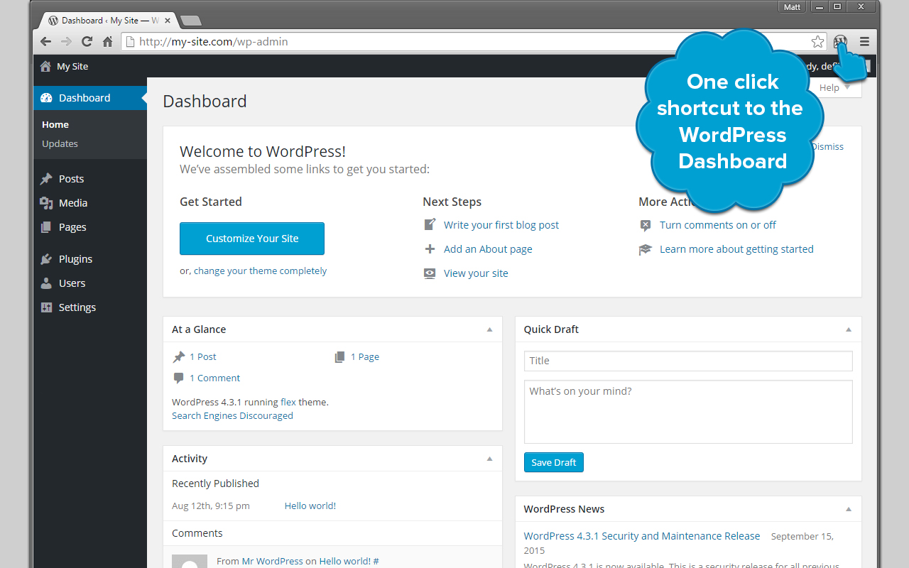 WordPress Dashboard Shortcut截图1