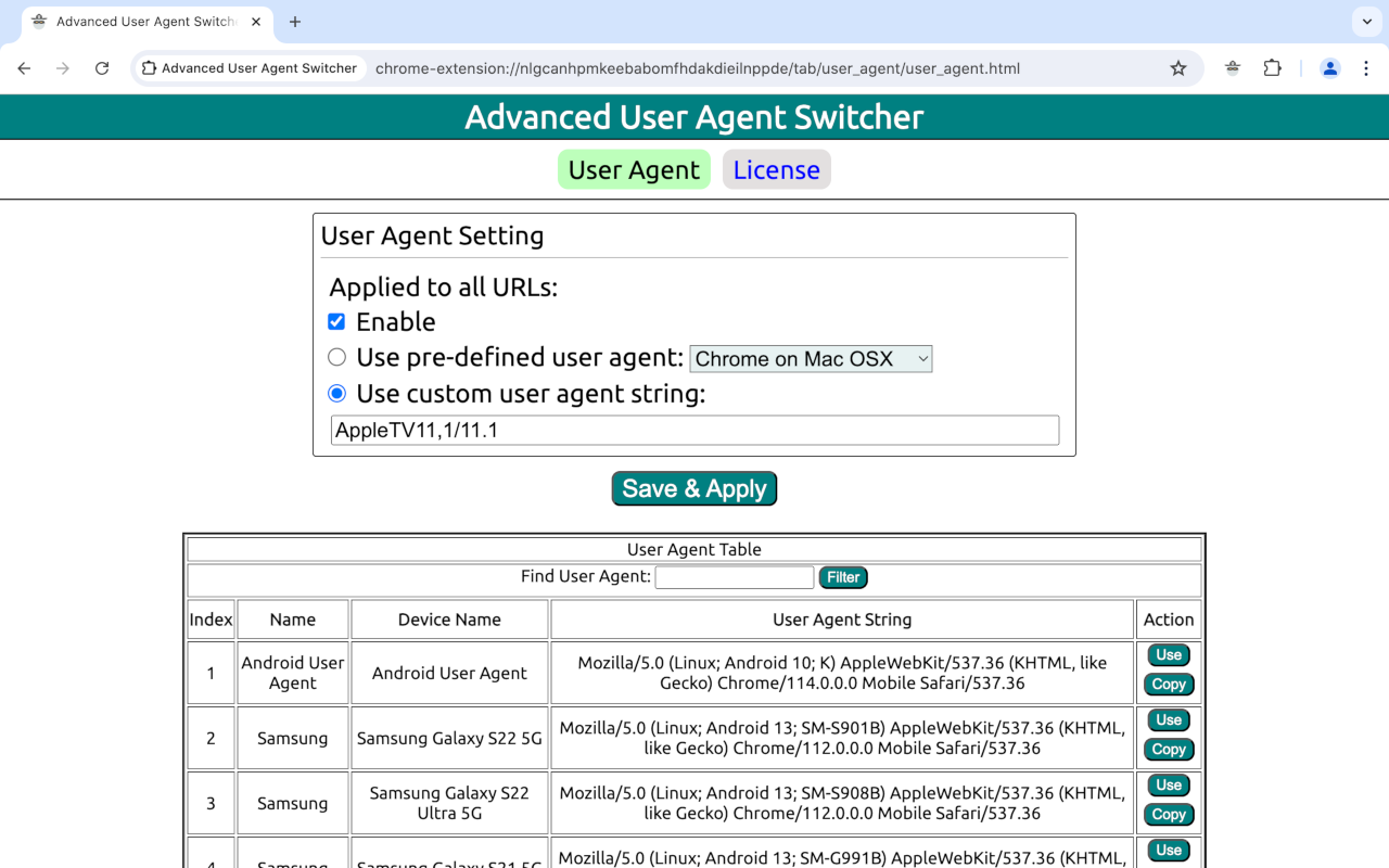 Advanced User Agent Switcher截图1