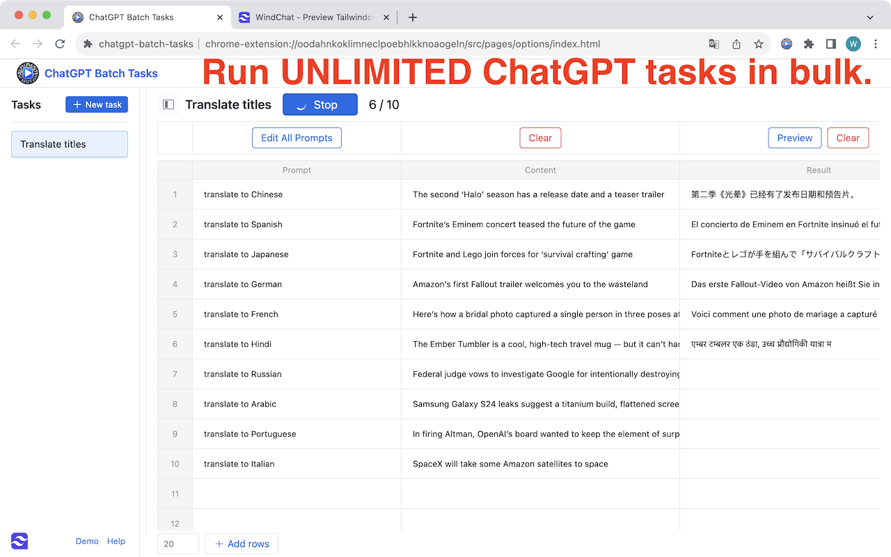 ChatGPT Batch Tasks Bulk Work flow Excel截图1