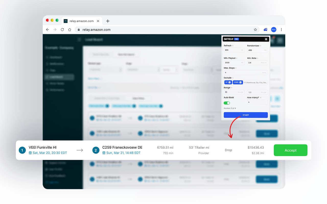 SwiftRelay Auto Refresher and Auto Booker for Amazon Relay截图4