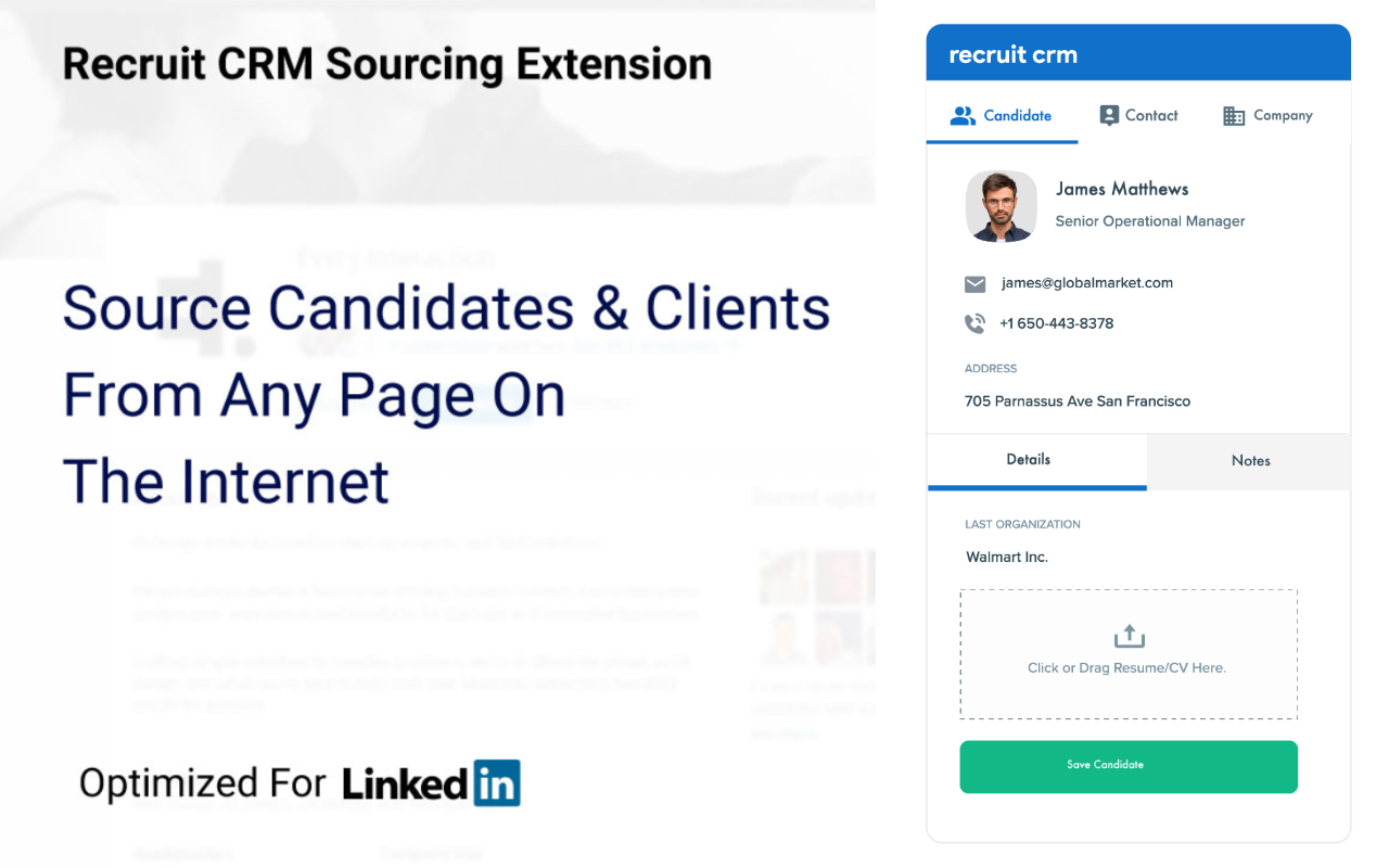 Recruit CRM Sourcing Extension截图1