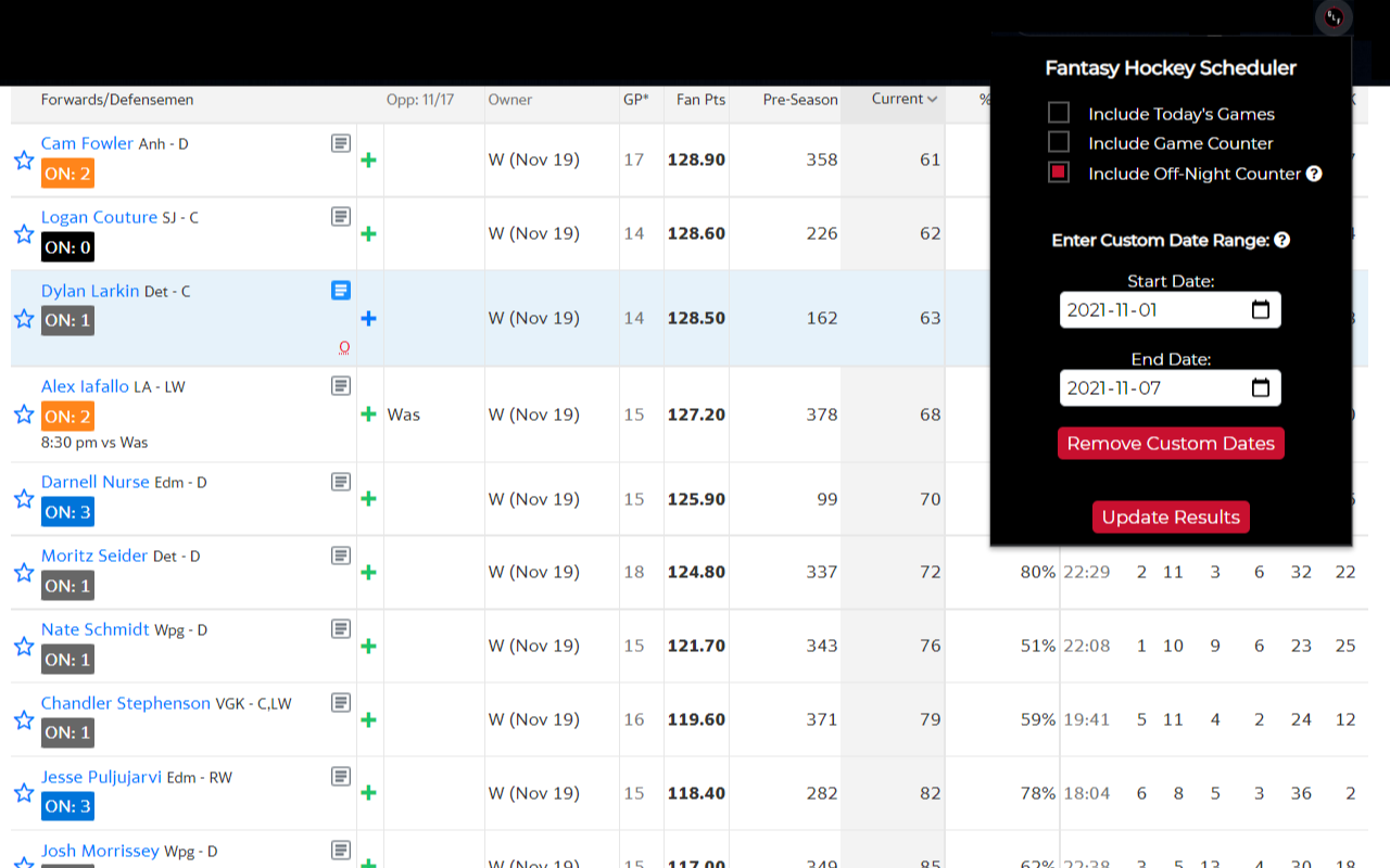 Fantasy Hockey Scheduler截图1