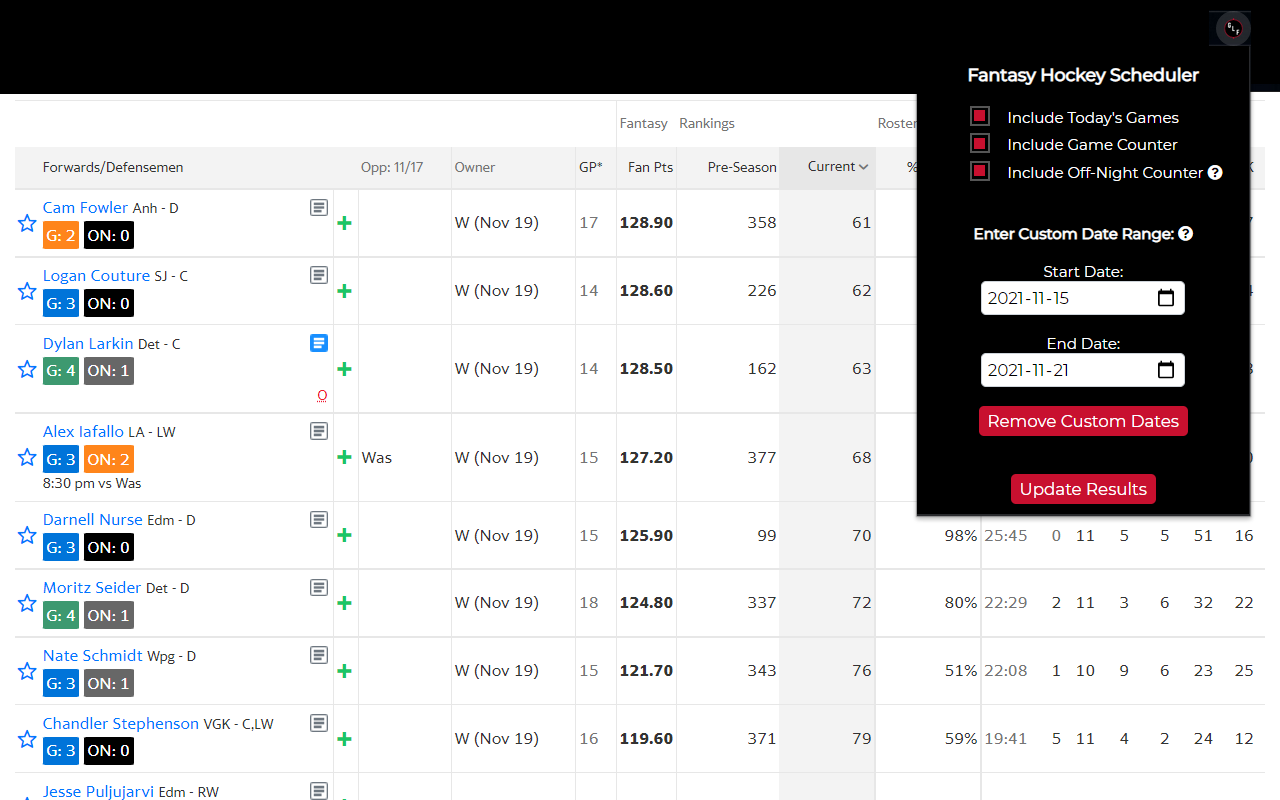 Fantasy Hockey Scheduler截图4