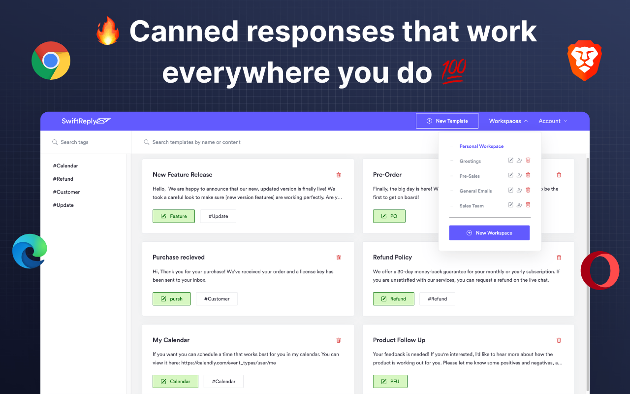 Swiftreply - Canned Responses Work Everywhere截图2