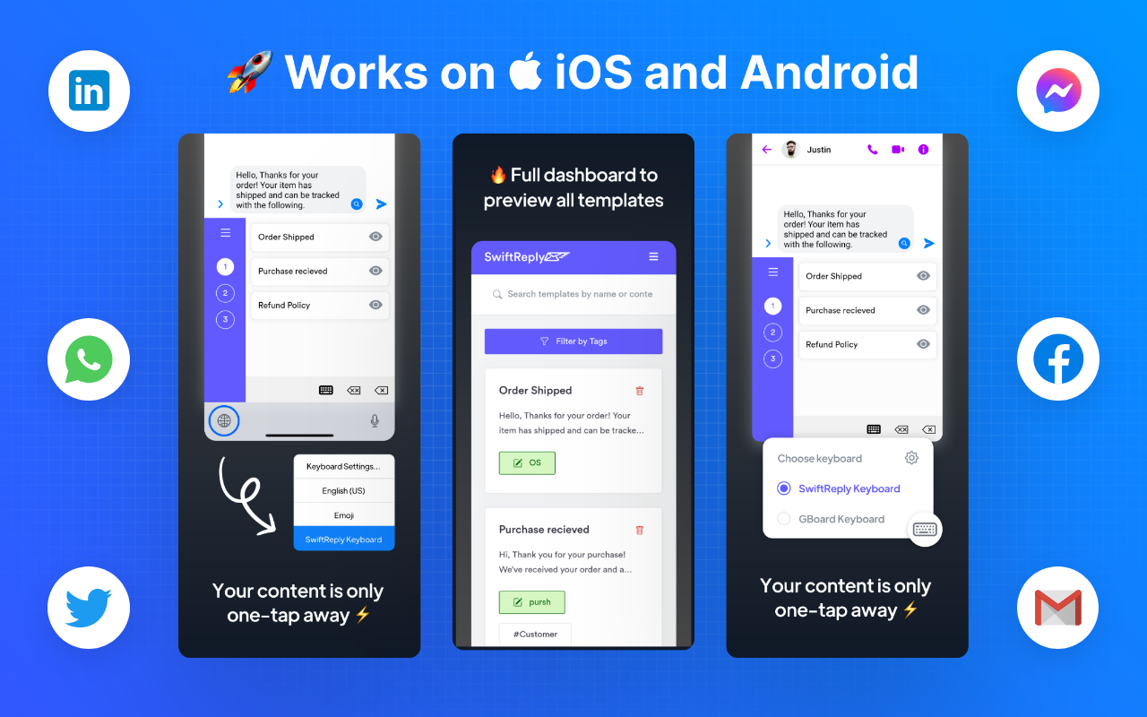 Swiftreply - Canned Responses Work Everywhere截图3