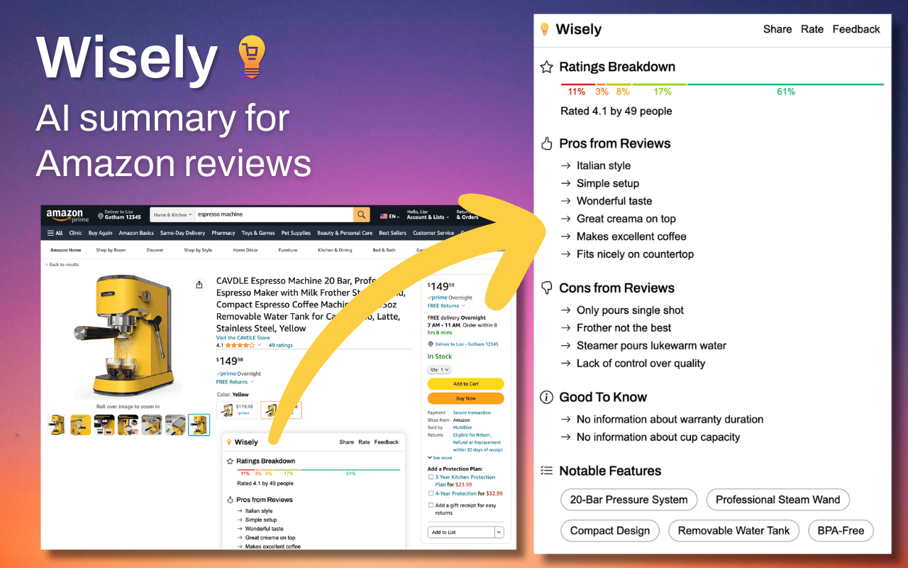 Wisely: AI Summary for Amazon Reviews截图3