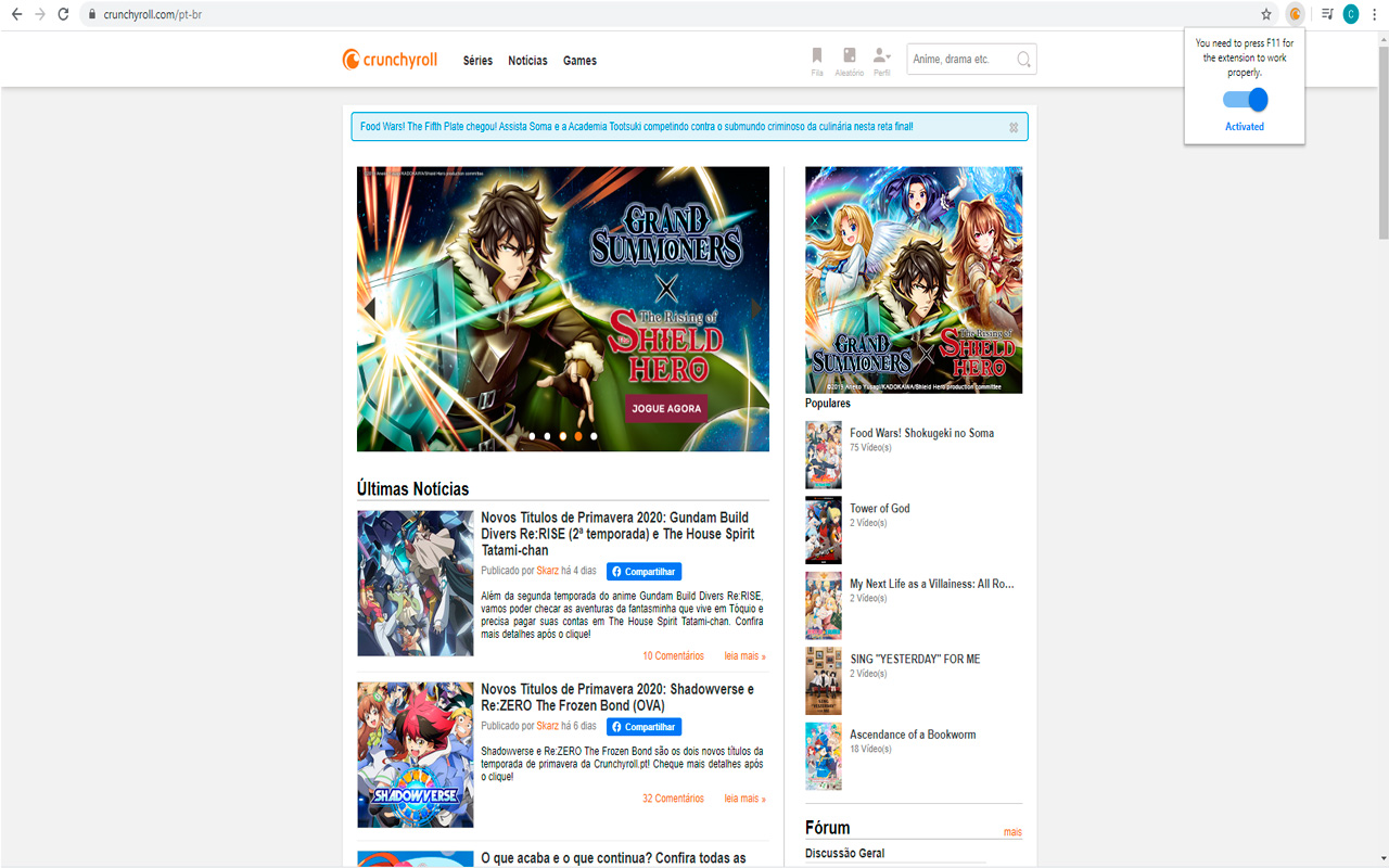 Automatic Fullscreen on Crunchyroll截图1