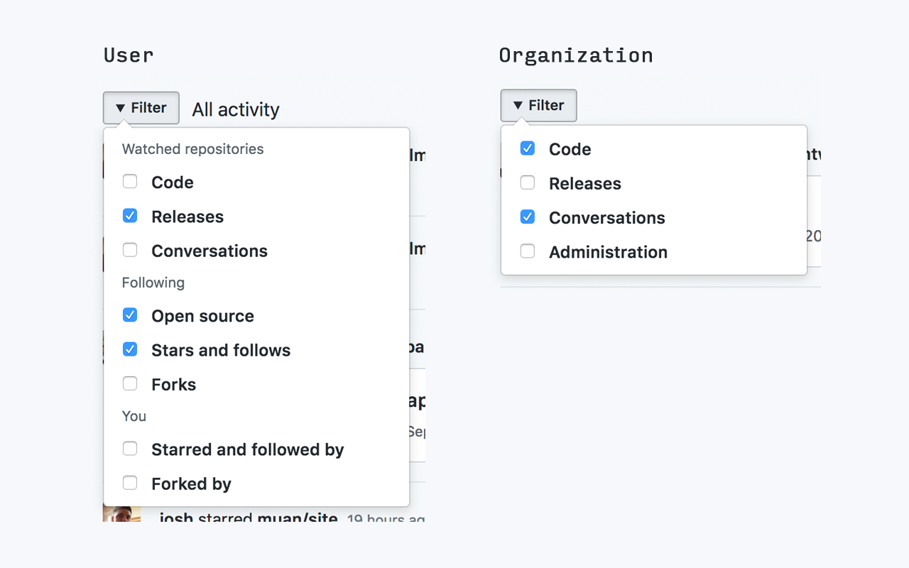 Dashboard filter for GitHub截图1