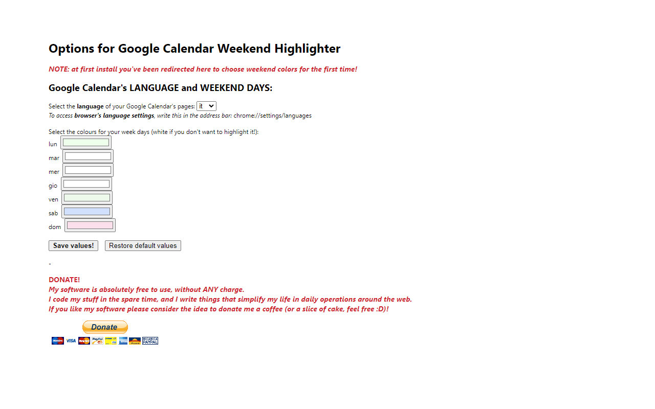 Google Calendar Weekend Highlighter截图4