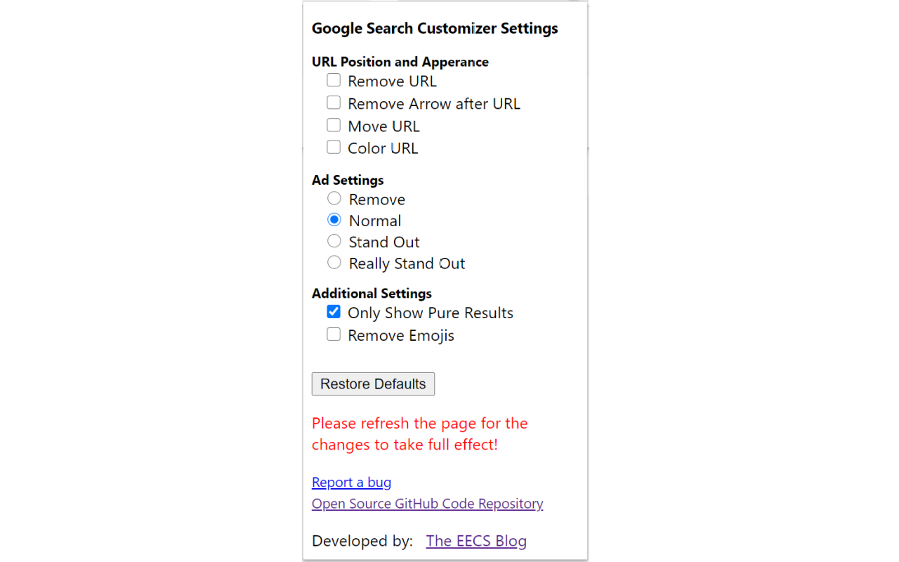 Google Search Ad Remover And Customizer截图3