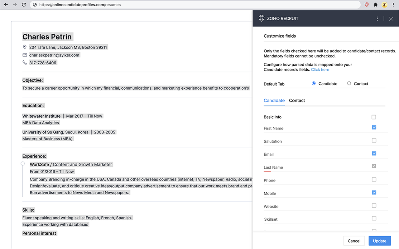 Zoho Recruit's Resume Extractor截图2