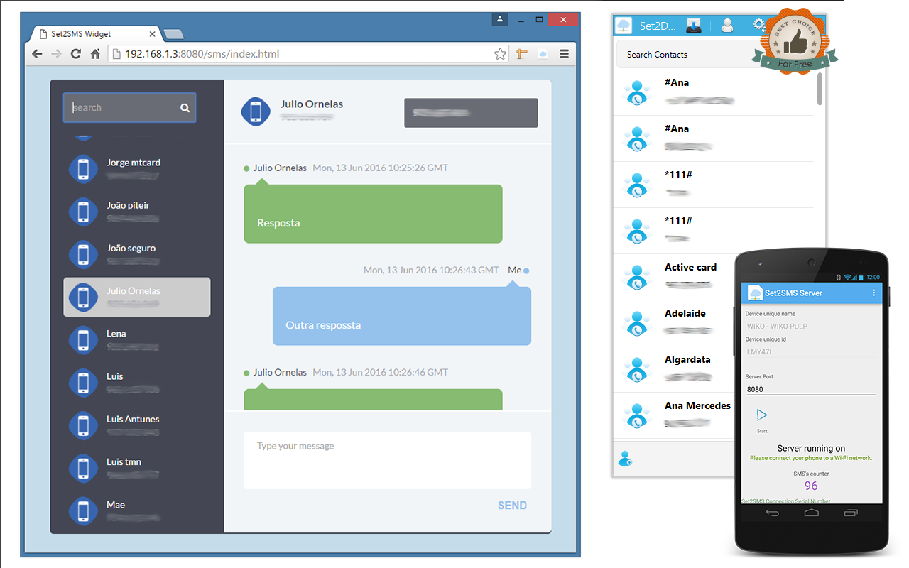 Set2SMS Send & Receve SMS from chrome截图1