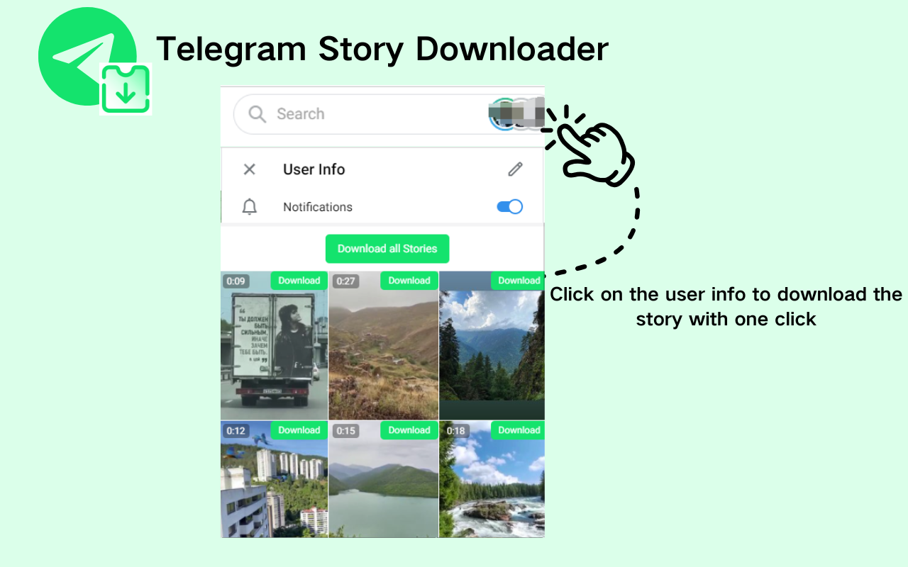 Telegram story downloader - Telegram Video Downloader,Telegram 图片视频下载器截图2