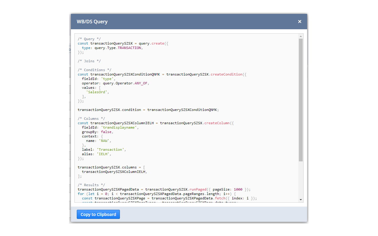 NetSuite :: WB/DS Query Export to SS 2.x截图1
