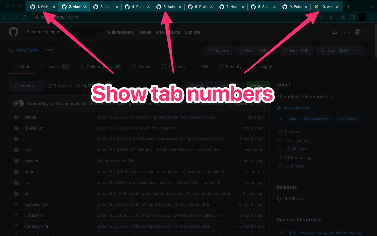 Chrome Show Tab Numbers截图1