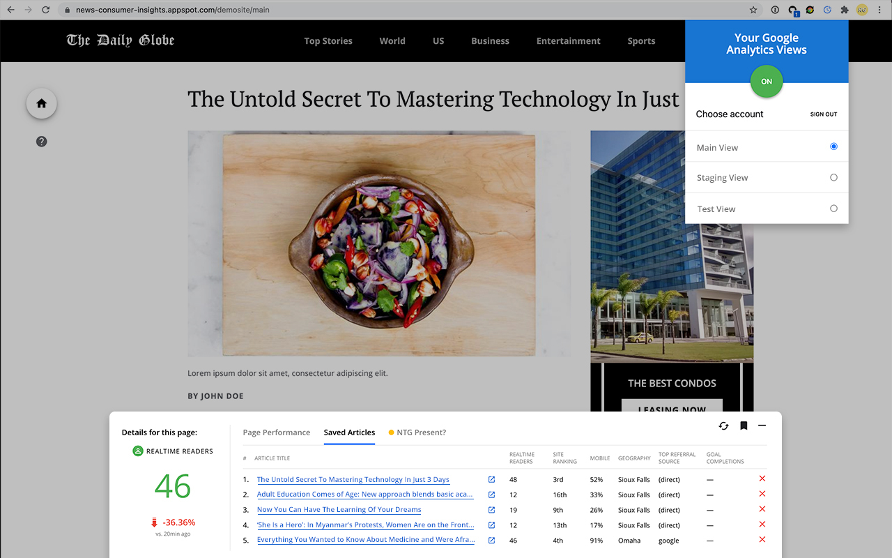 Realtime Content Insights Chrome Extension截图1