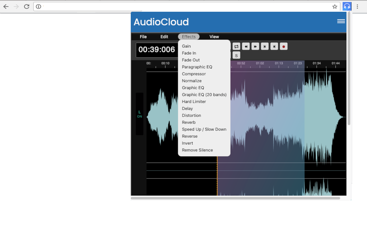 AudioCloud 音频编辑器,用于录制、剪切、粘贴、修剪音频部分截图3