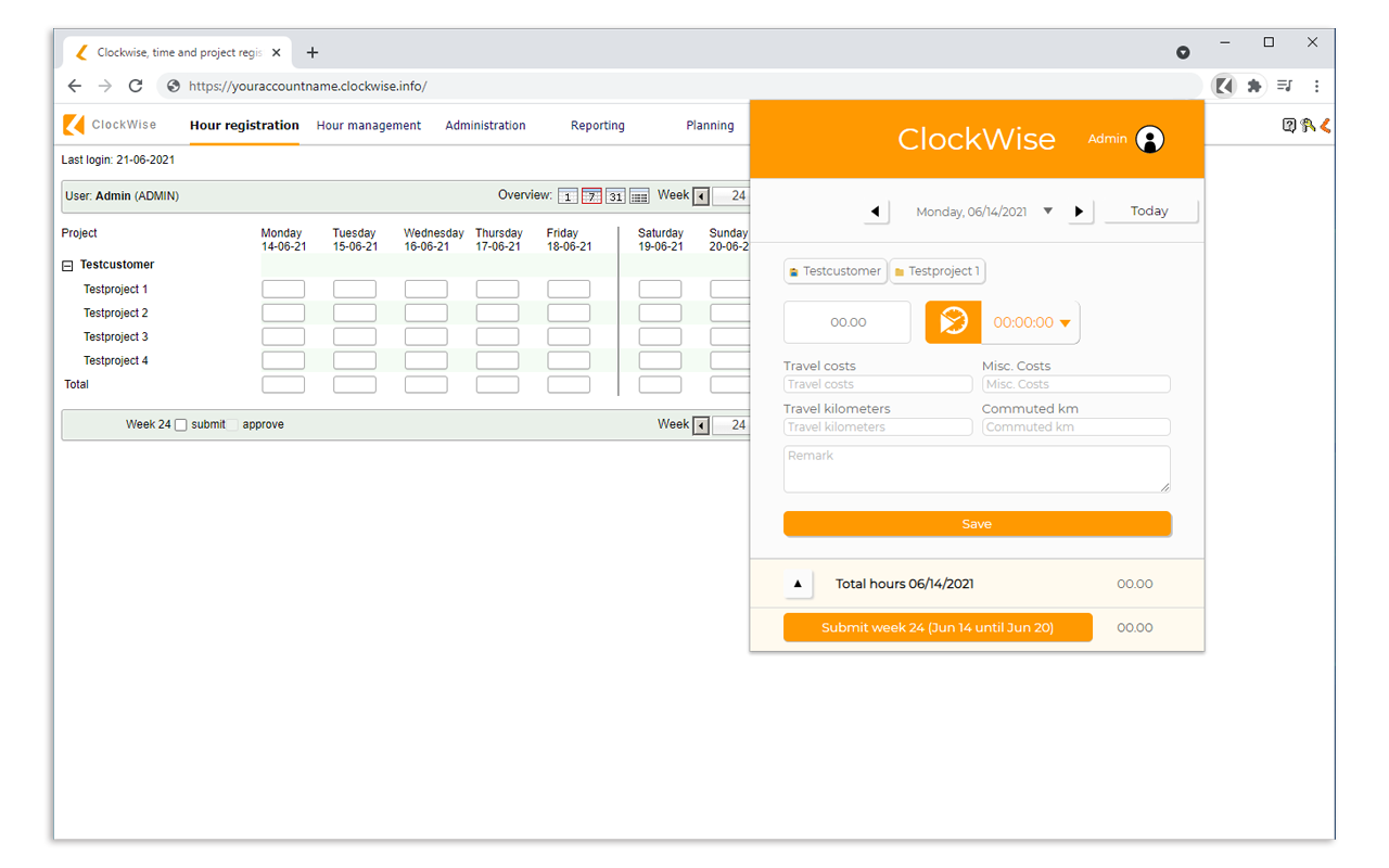 ClockWise Hour registration截图3