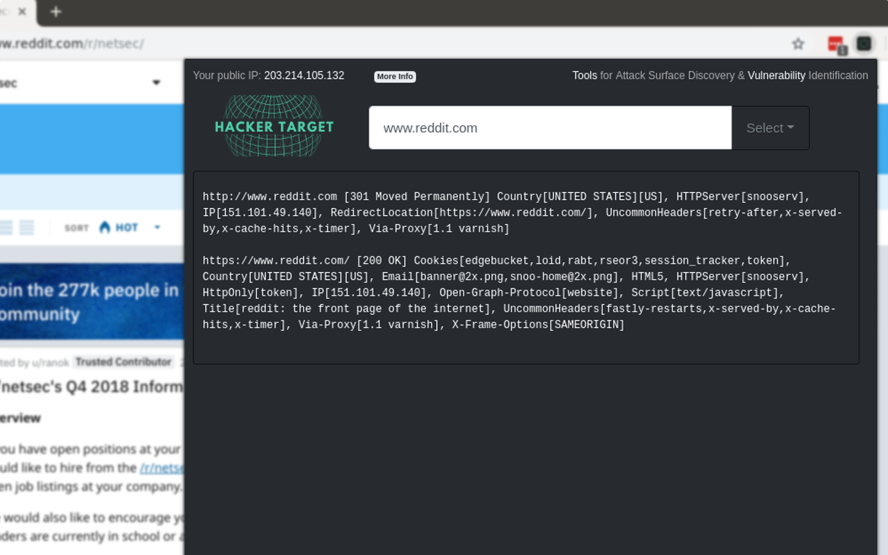 IP, DNS & Security Tools | HackerTarget.com截图2
