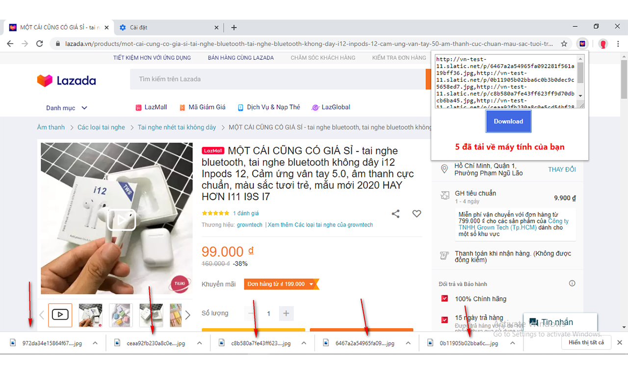 Tự động tải ảnh trên lazada截图3