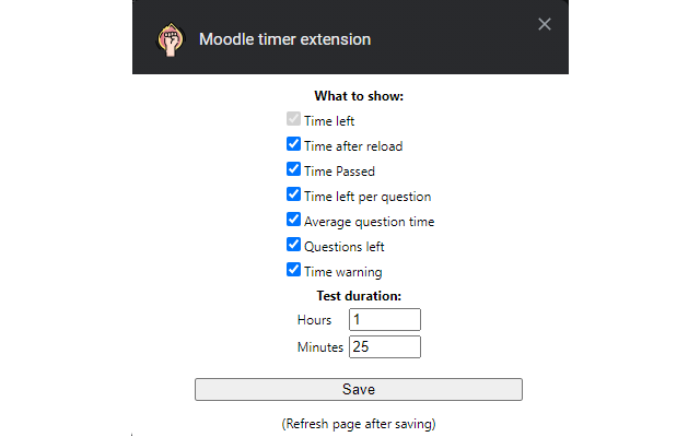 Moodle timer extension截图2