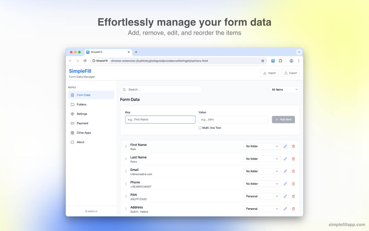 SimpleFill - Autofill Forms截图1