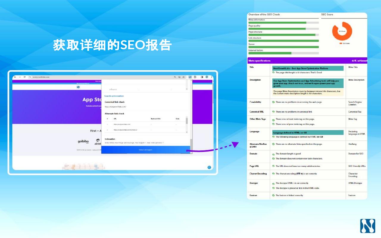文本:搜索引擎优化 | 应用商店优化 | 搜索排名和关键词工具截图5