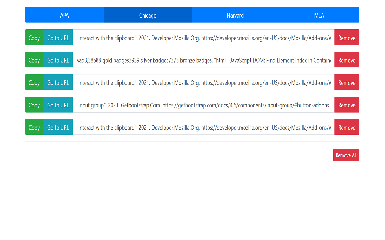 Google Chrome™的引文管理器截图1