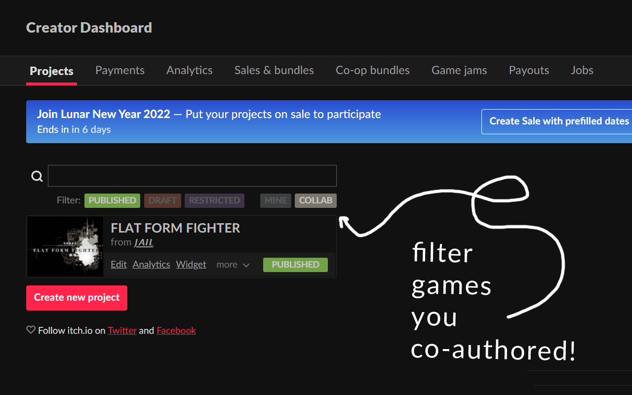 Itch Dashboard Filter截图1