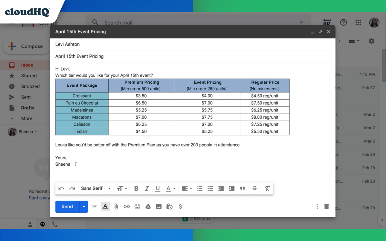 Tables for Gmail™ by cloudHQ截图2