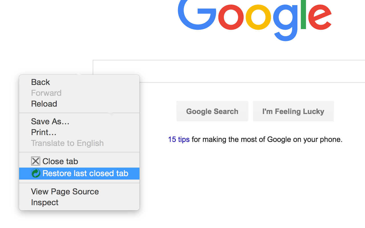 Restore Last Closed Tab in Context Menu截图1