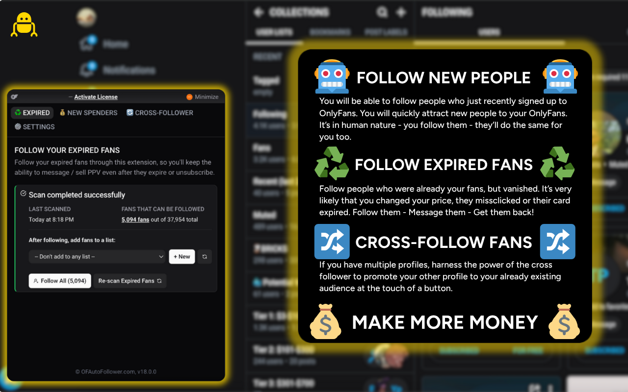 OnlyFans Expired Fans Follower & Follow Bot截图2
