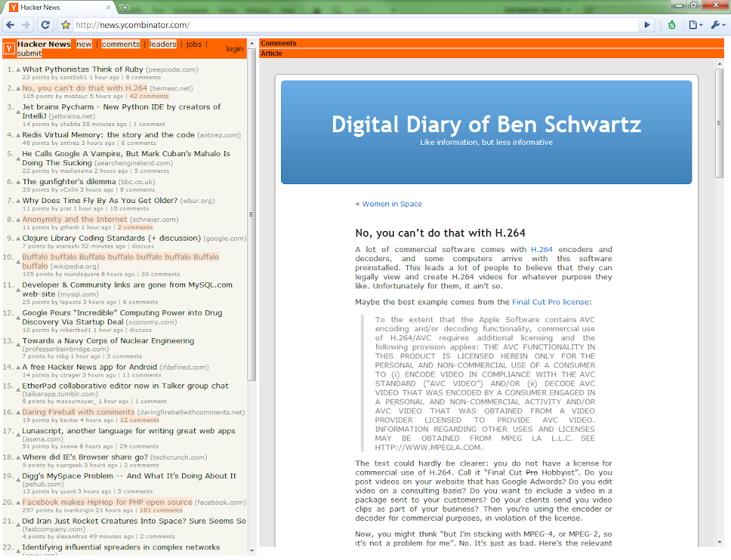 Hacker News OnePage截图1