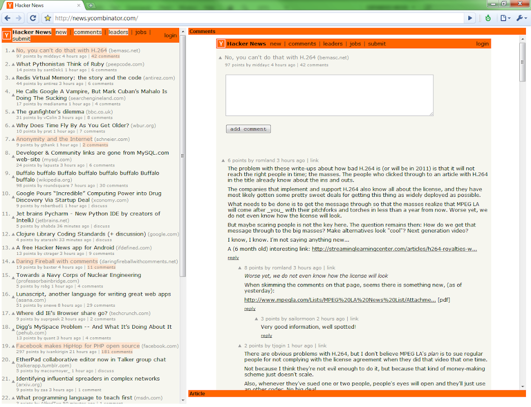 Hacker News OnePage截图2