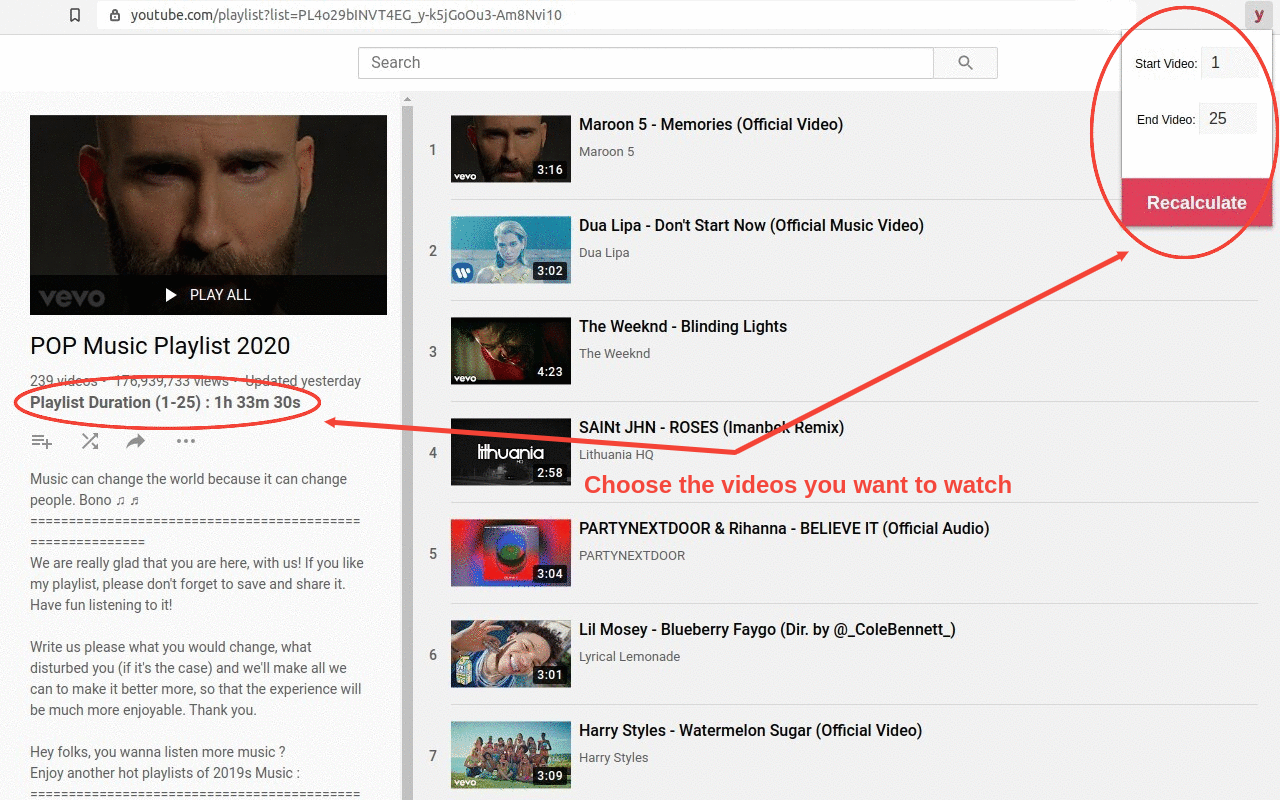 YouTube Playlist Duration截图2