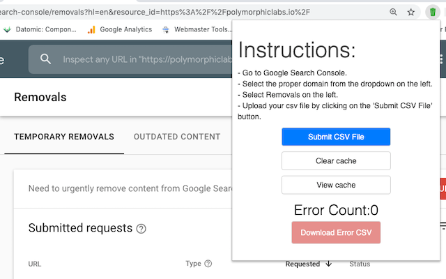 Google Search Console - 批量删除网址截图1