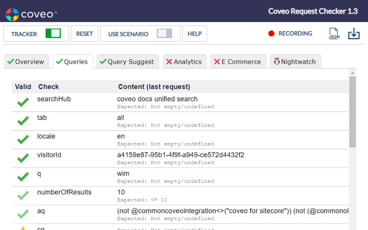 Coveo Request Checker截图2