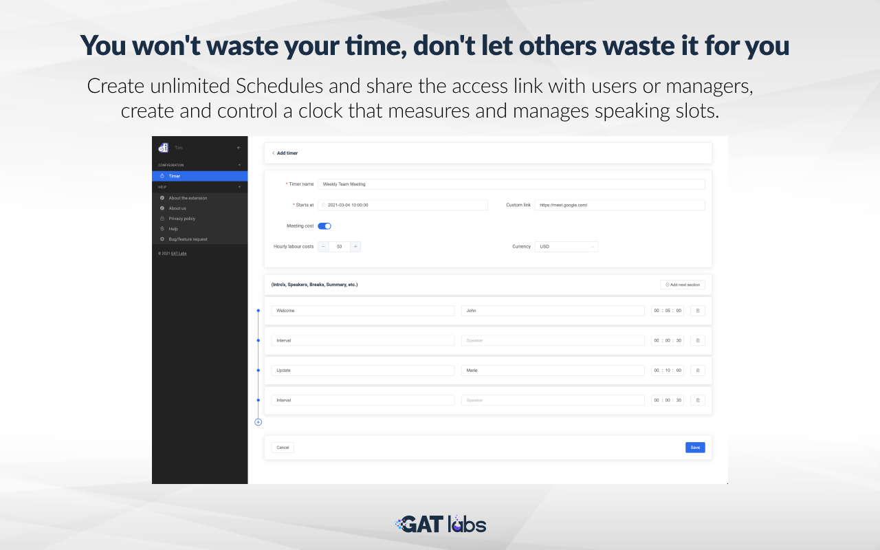 TIM - Online Meetings Timer截图2